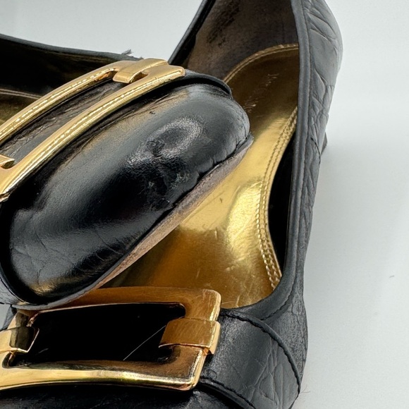 Enzo Angiolini size 8.5 Black Leather Women's Shoes with Gold Accents - Picture 5 of 11